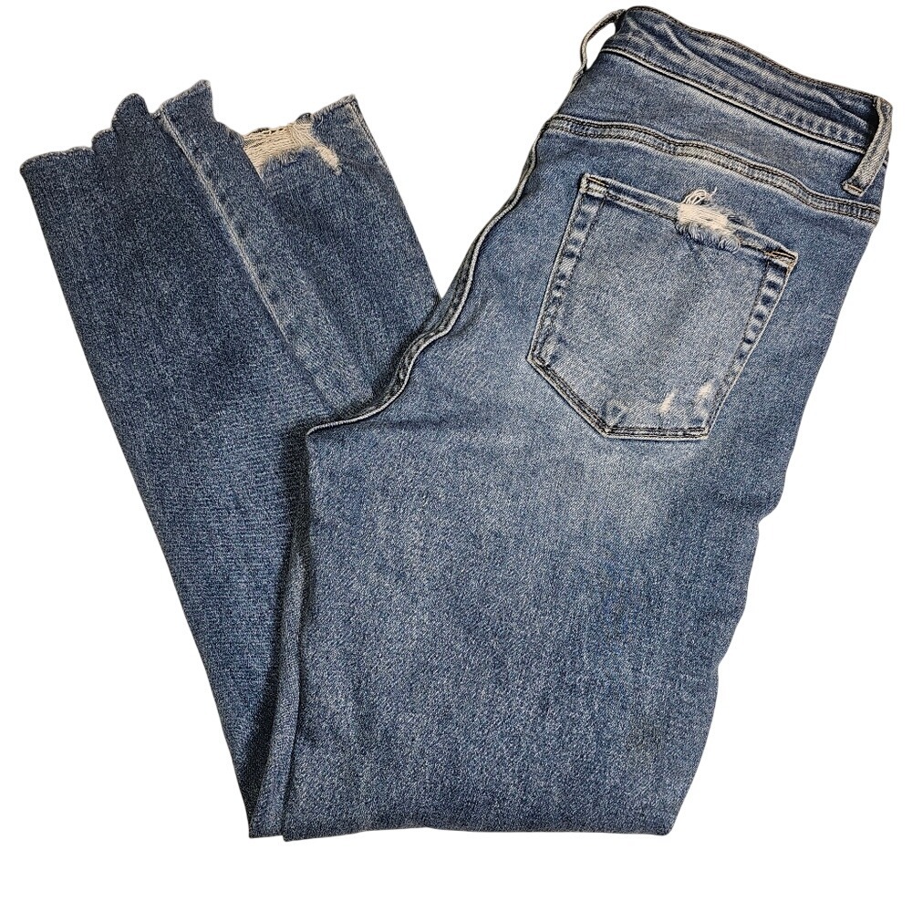 Flying Monkey Distressed Ripped Ankle Jeans Medium Wash 32